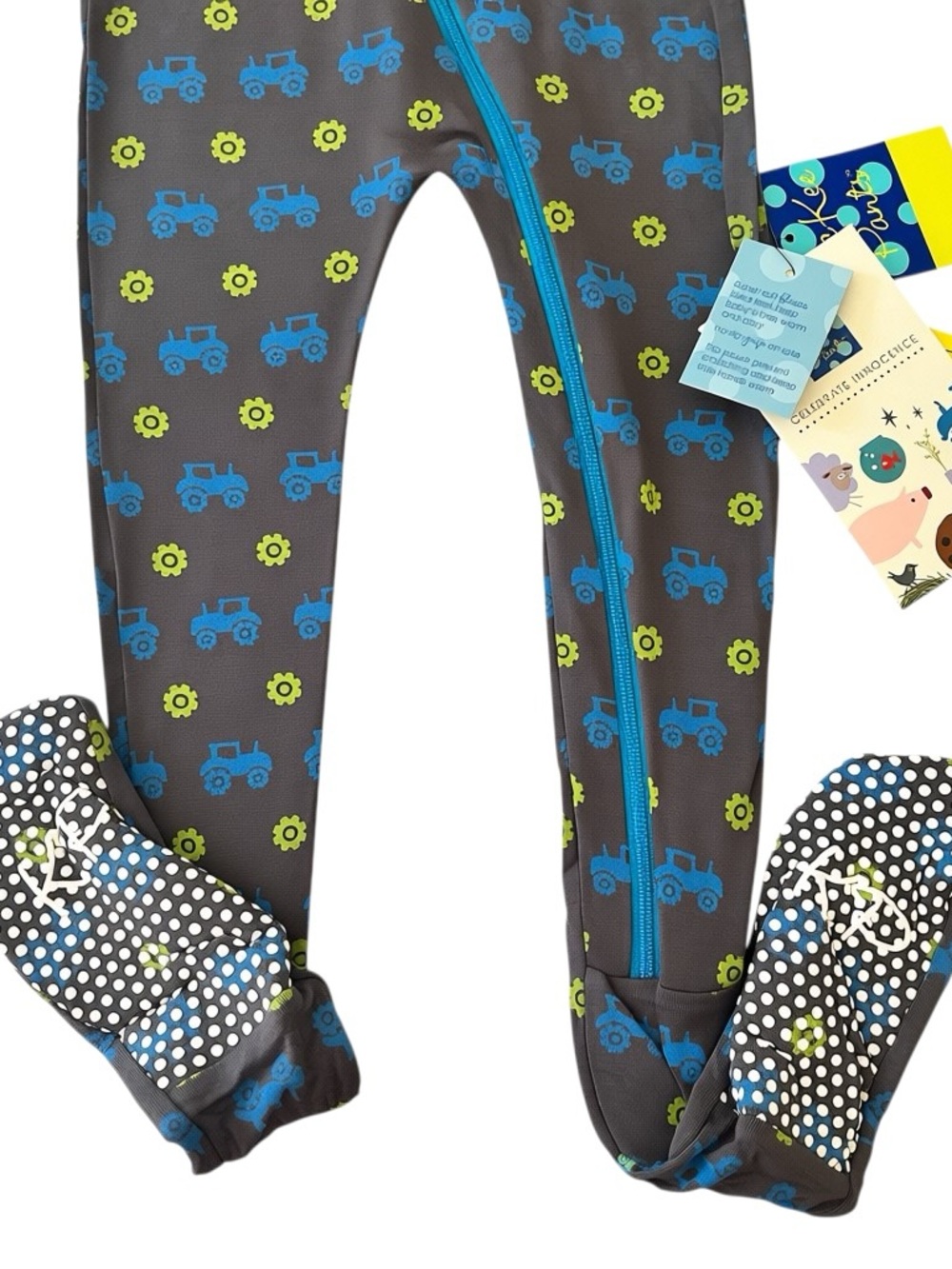 NWT Kickee Pants Stone Tractor Print Footed Zipper Bamboo Pajama - Picture 3 of 3